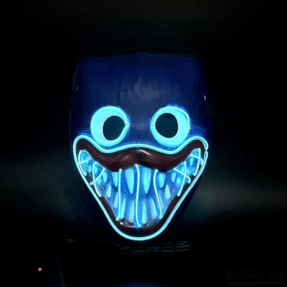 Dark Blue Scary Halloween Mask LED Light up Mask Cosplay Glowing in The Dark Mask Costume Halloween Face Masks | EGEMISS