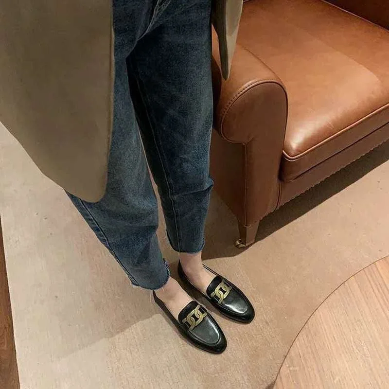 Comemore Women Flat Shoes Spring Fashion Female Slip on Loafers Moccasin Summer Casual British Office Luxury Shoes Woman Black