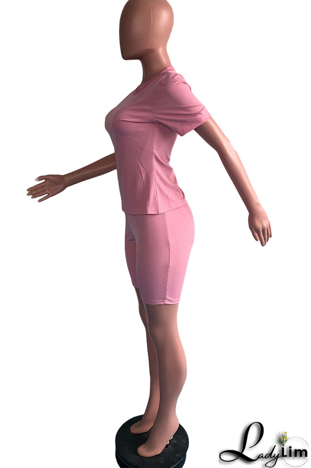 Black Fashion Casual Solid Basic O Neck Short Sleeve Two Pieces