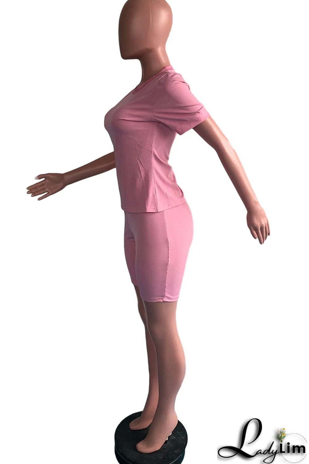 Black Fashion Casual Solid Basic O Neck Short Sleeve Two Pieces