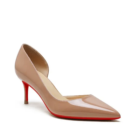 60mm Women's Side Cut-out Closed Pointed Toe Party Daily Red Bottom Pumps-vocosishoes
