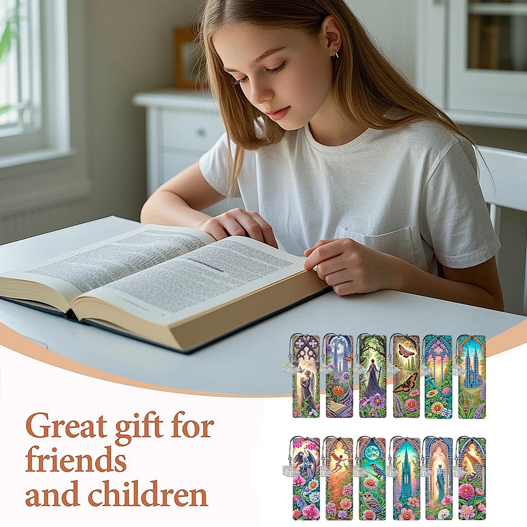 12Pcs Fairies and Flowers DIY Diamond Painting Bookmarks for Reading Enthusiasts
