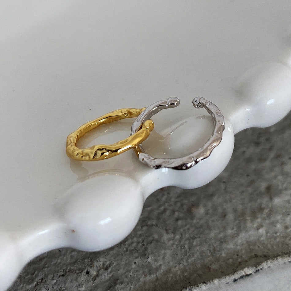 925 Sterling Silver Women Korean Textured Silver Electroplating Clip On Earrings