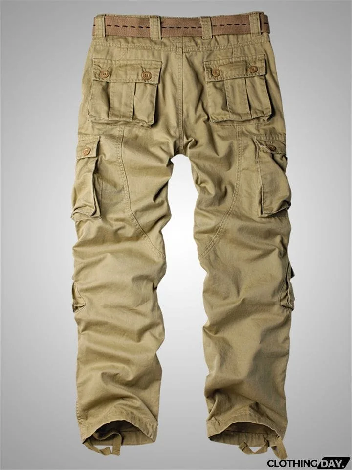Men's Loose Straight Outdoor Multi-Pocket Cargo Pants