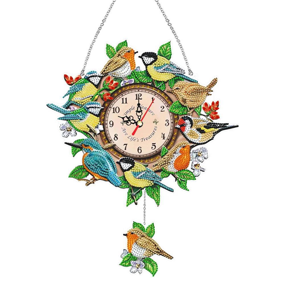 DIY Bird Acrylic Special Shaped Crystal Diamond Clock Kit Living Room Decoration