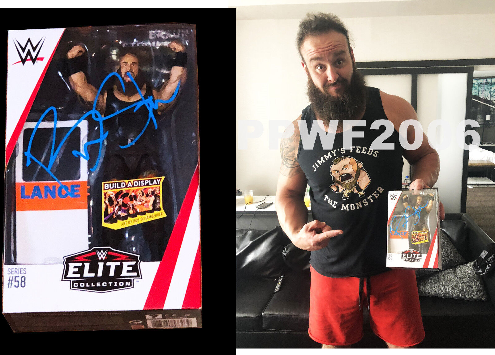 WWE BRAUN STROWMAN ELITE 58 HAND SIGNED ACTION FIGURE WITH PICTURE PROOF AND COA