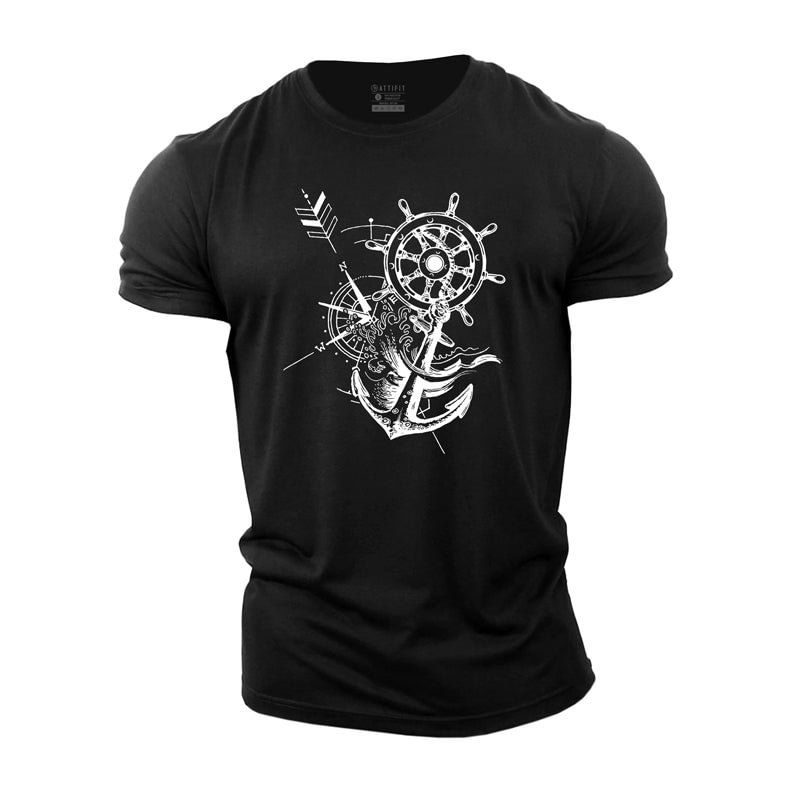 Cotton Compass Graphic Men's T-shirts tacday