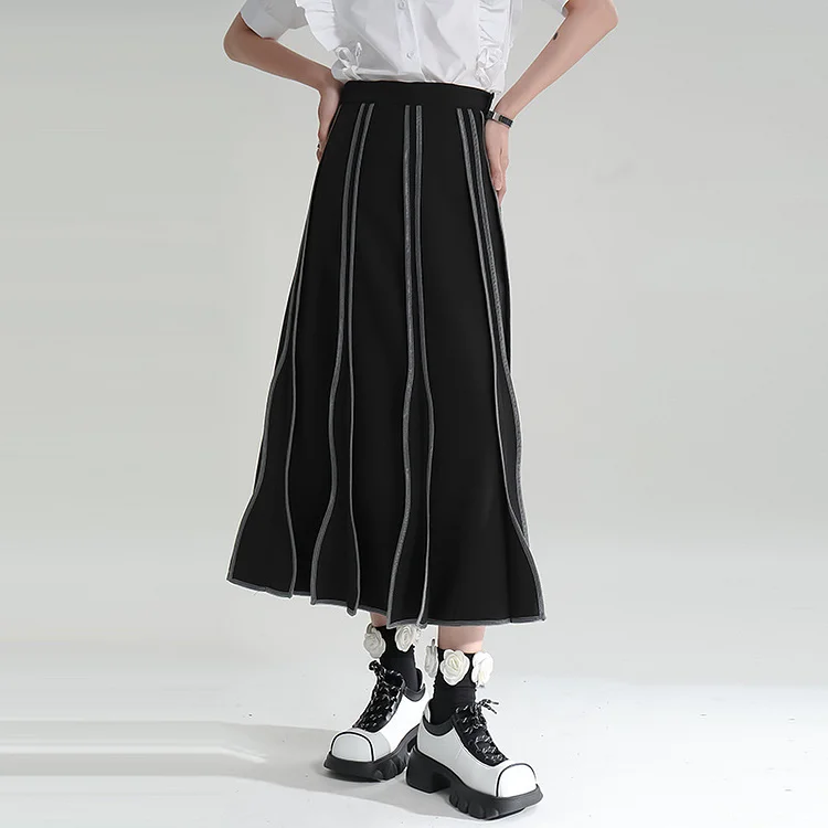 Irregular Vintage Solid Color Wavy Skirt - yankia