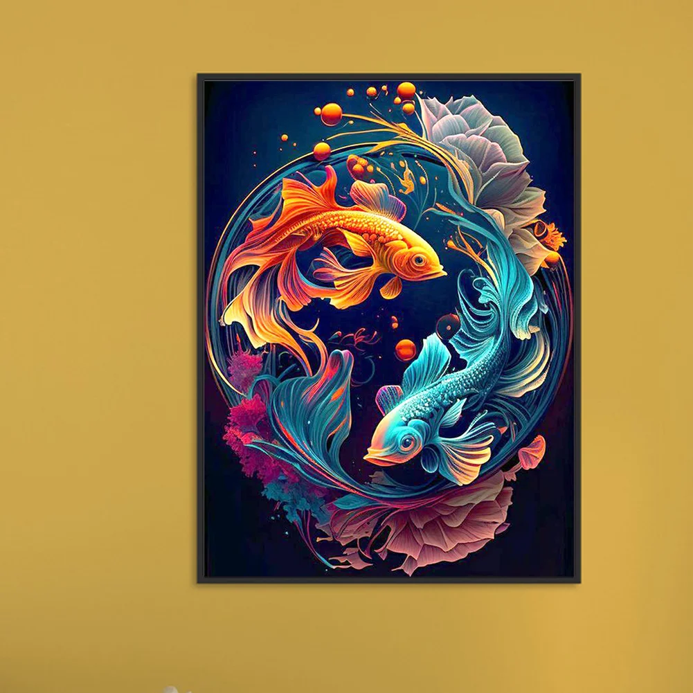 Diamond Painting - Full Round Drill - Yin Yang Fish(Canvas|30*40cm)