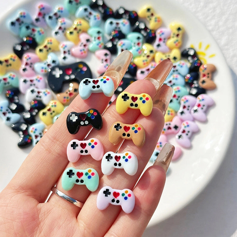 100 Pieces Cartoon Glossy Game Machine Handle Diy Resin Jewelry Accessories Mobile Phone Shell Cream Glue Patch Handmade Material