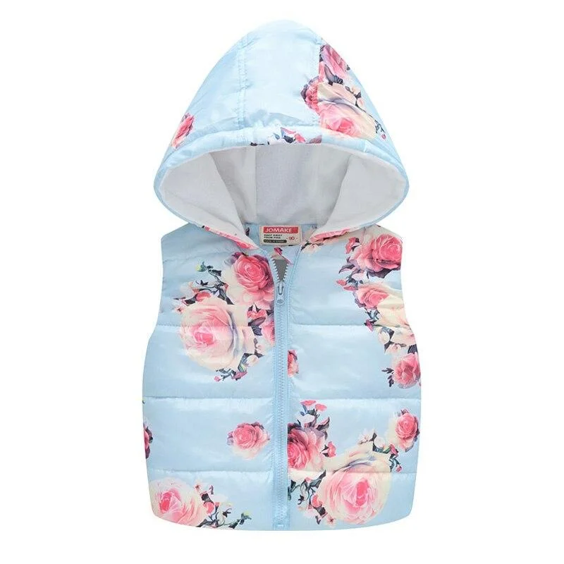 2020 new autumn and winter casual printed flower vest sleeveless top girl jacket girl vest child jacket