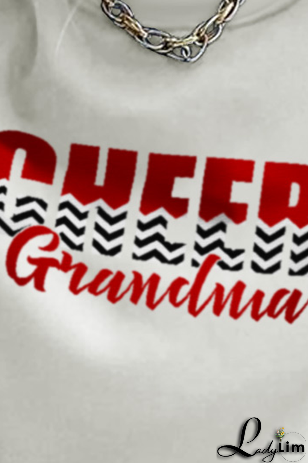 White Fashion Street Print Split Joint Letter O Neck Tops