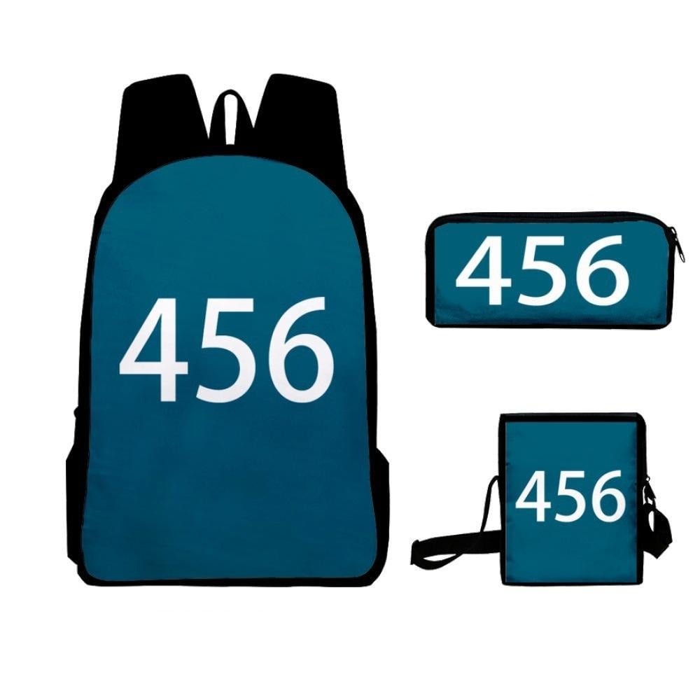 Squid Game School Backpacks Laptop Student Bag Three-piece Bag Sets