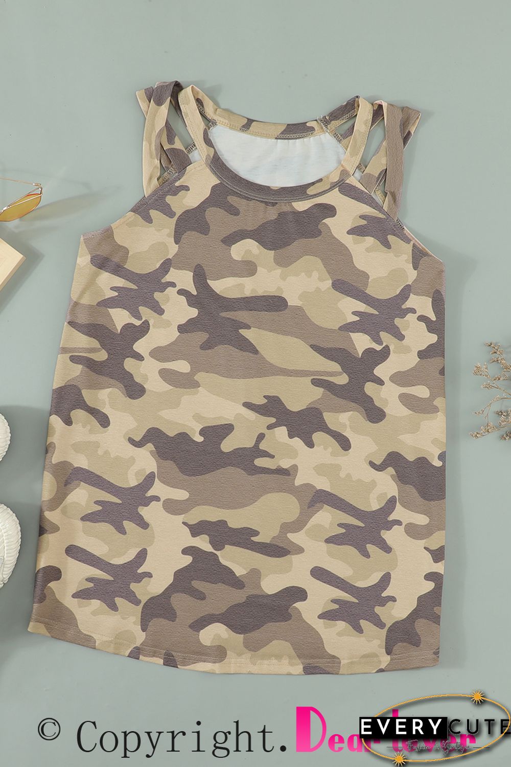 Blank Apparel - Camo Crisscross Shoulder Tank