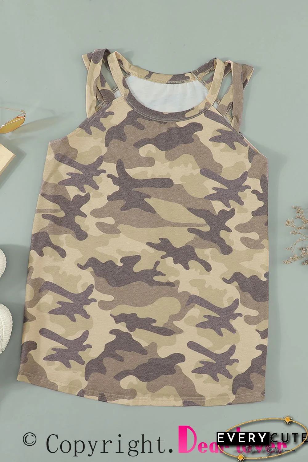 Blank Apparel - Camo Crisscross Shoulder Tank