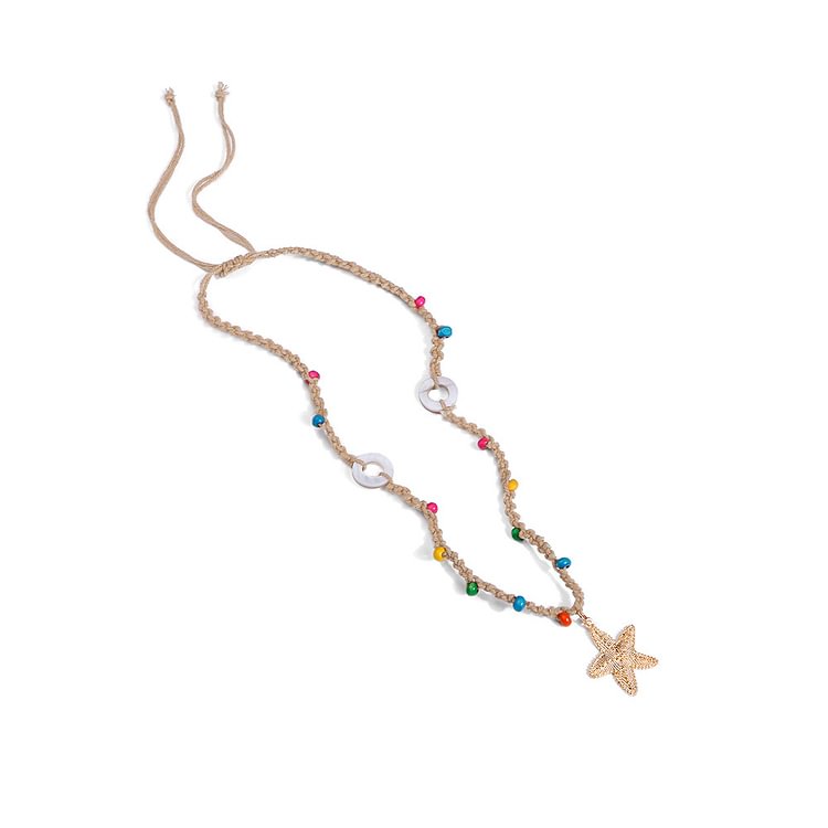 Woven Ethnic Wind Shell Starfish Necklace