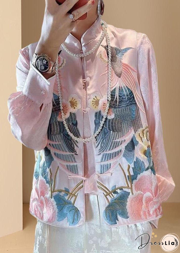 Pink Stand Collar Button Waistcoat Spring