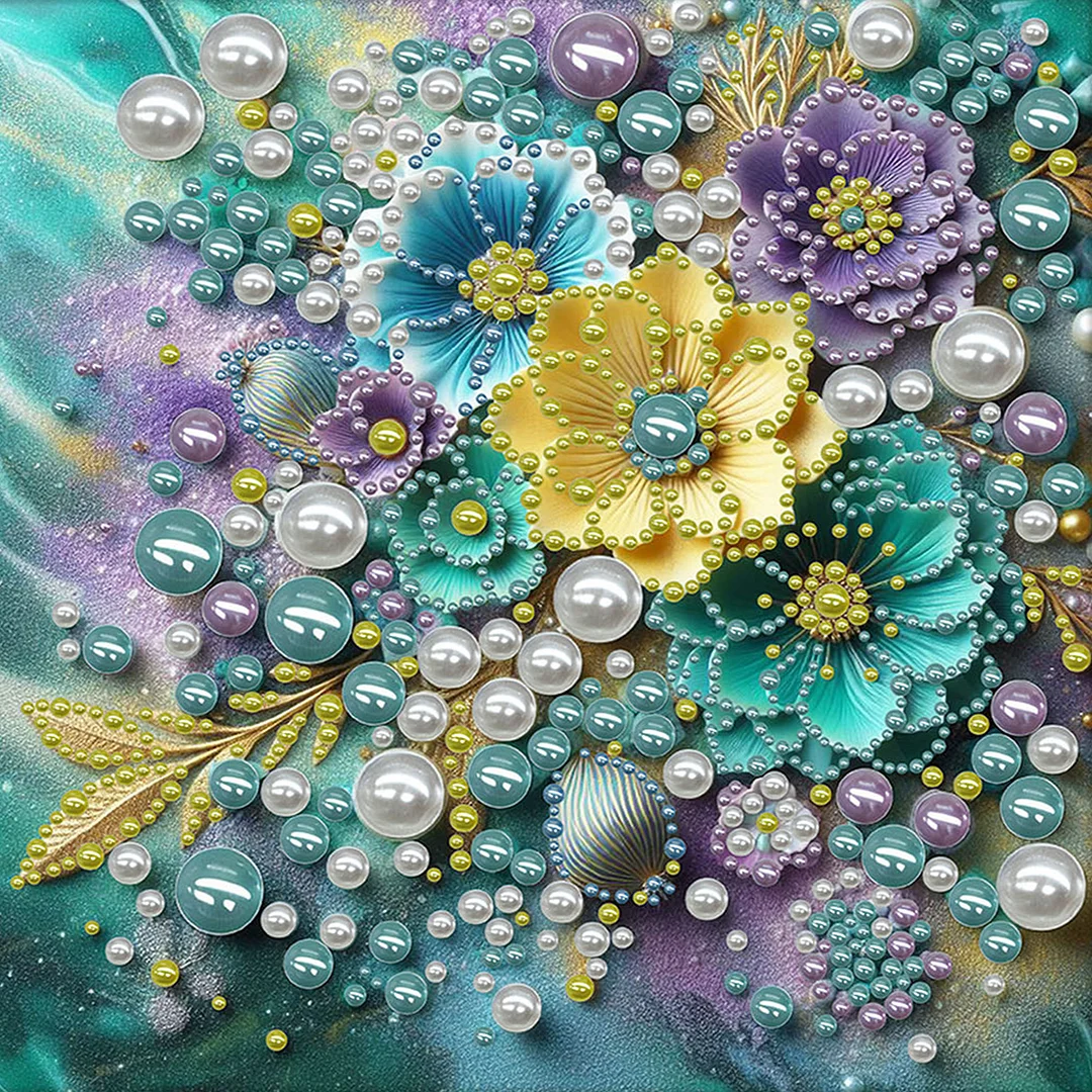 Fresh Flowers - DIY Pearl Diamond Art Kit With Frame 30*30cm