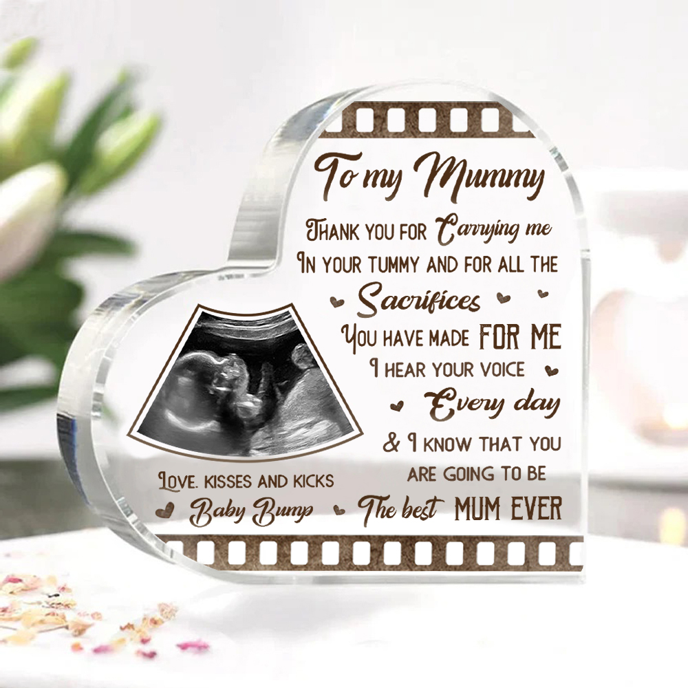 To My Mummy/Mommy Personalised Photo Acrylic Heart Keepsake Custom Text Ornaments -  Thank You For Carrying Me In Your Tummy-Jessemade AU