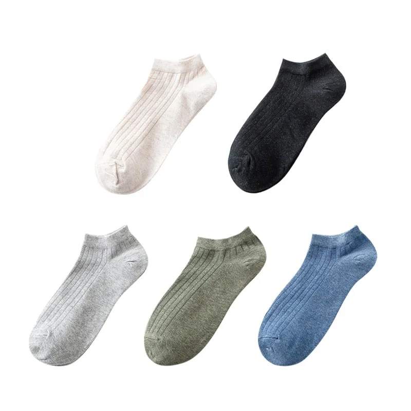 5 Pairs Women Simple Solid Cotton Casual Striped Short Socks for Ladies Breathable Comfortable Soft Trendy Japanese Korea Sox