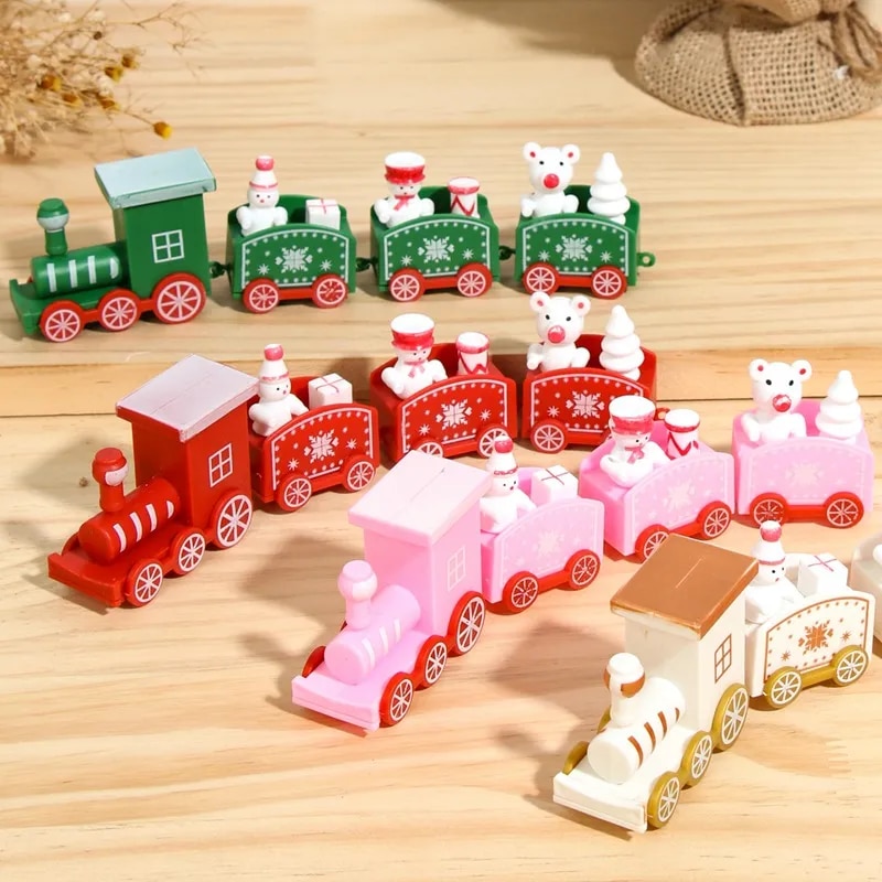 Tegooe Wooden Plastic Christmas Decorative Train Model Kit