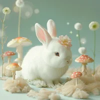Forest Mushroom Rabbit - Diamond Painting