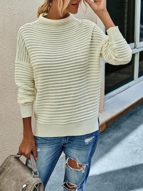 Long Sleeve Knitting Turtleneck Sweater-elleschic