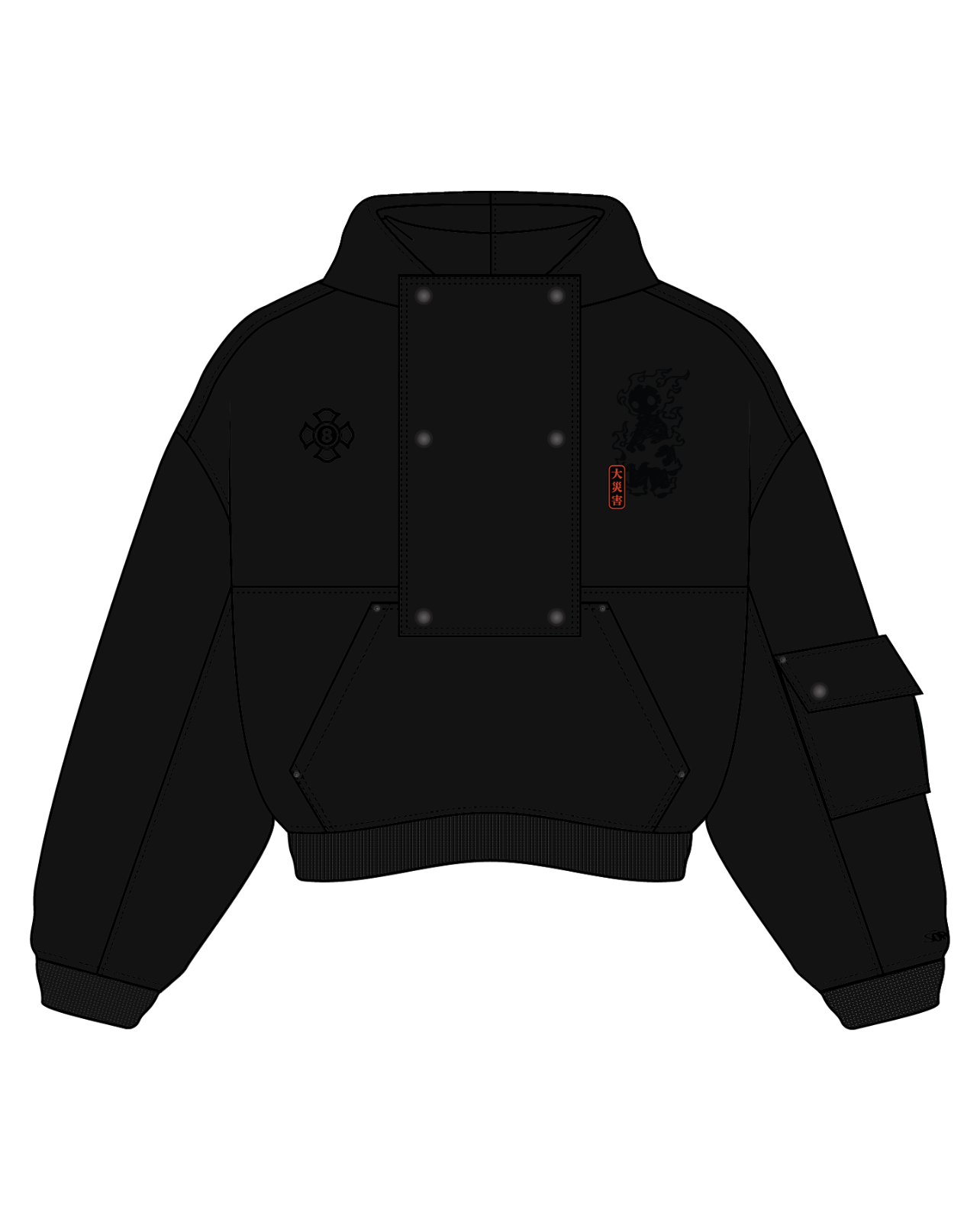 "Flame" Hoodie Black