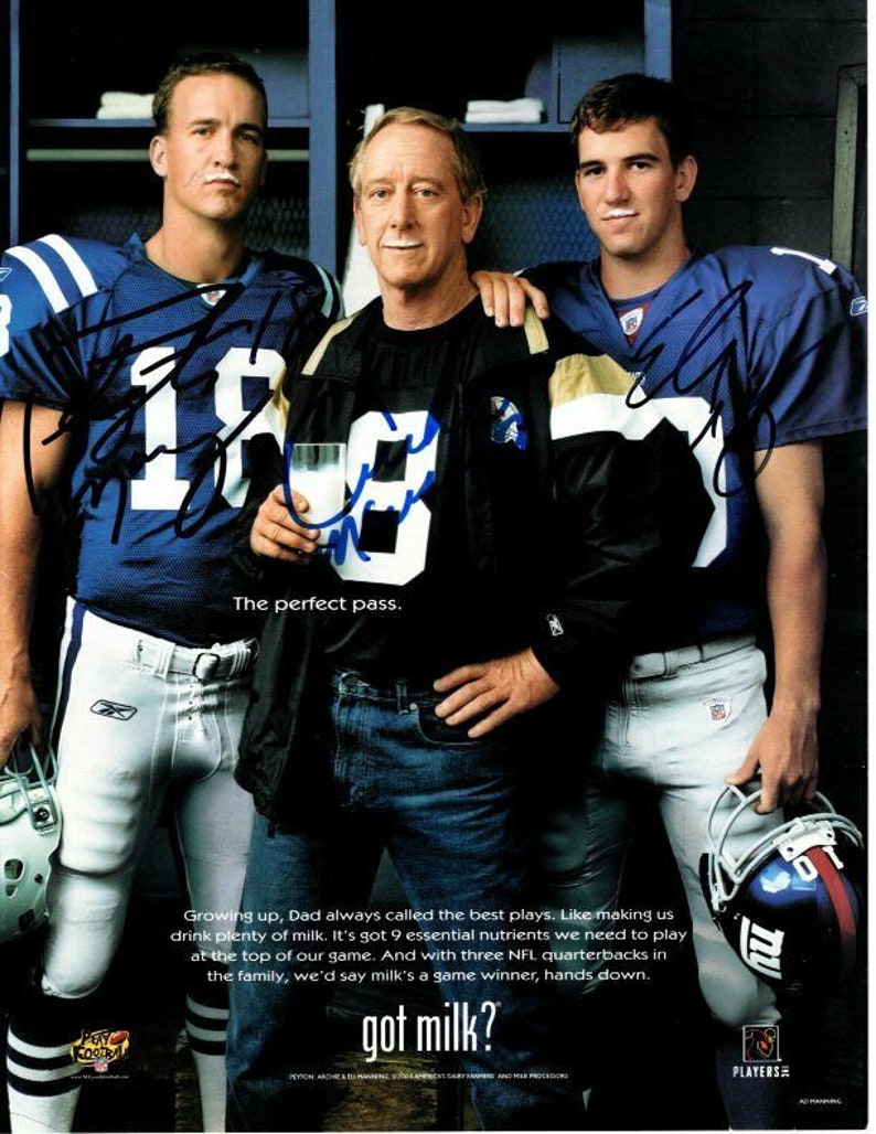 Peyton archie and eli manning signed autographed got milk? Photo Poster painting ad rare!