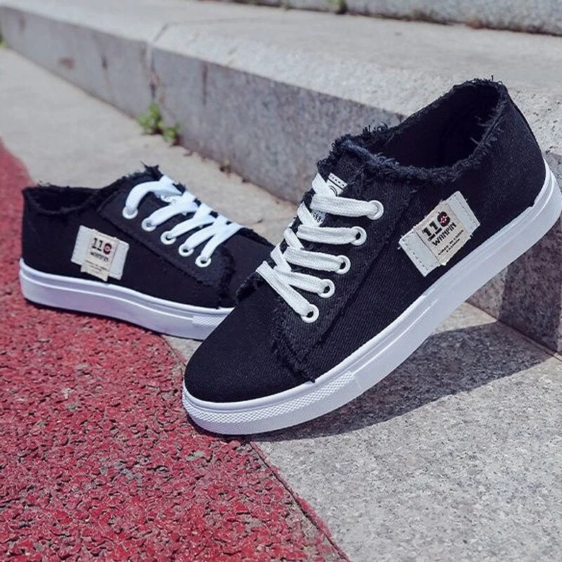 Canvas Women Shoes Comfortable Shoes Flats Casual Women sneakers Denim Trainers Breathable Walking shoes Plus Large Size 43