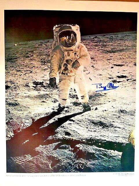 Buzz Aldrin Space Landing Autograph Signed 18-12 Litho Apollo X1 Photo Poster painting Moon Land