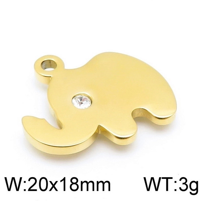 10 Pieces Stainless Steel Zircon 18K Gold Plated Animal