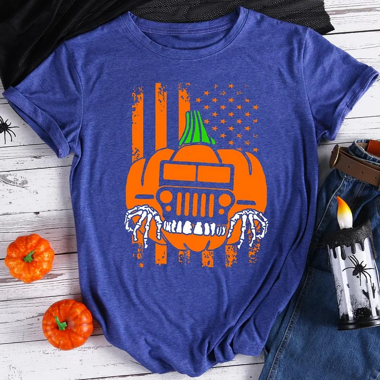 Halloween Pumpkins Jeeps   T-Shirt Tee-07352