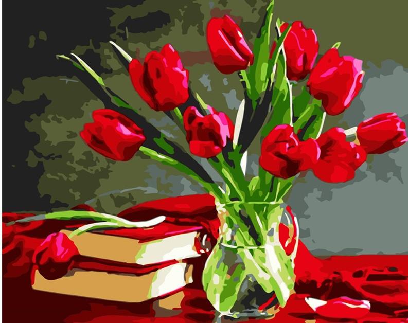 

Red Tulips In The Bottle – Paint By Numbers - 40*50CM, 501 Original