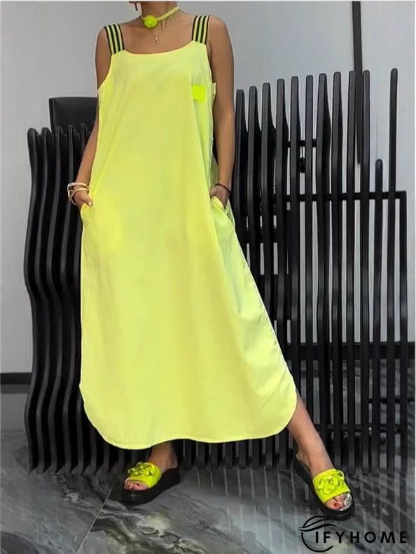 Sleeveless Cotton Casual Pockets Weaving Dress | IFYHOME