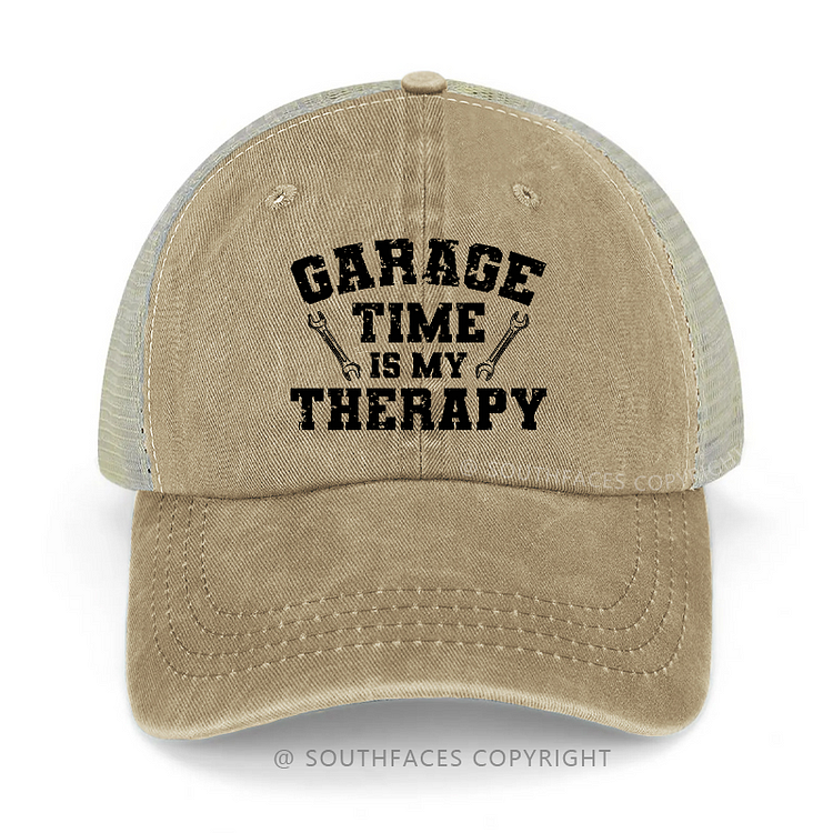 Garage Time Is My Therapy Funny Gift Trucker Cap