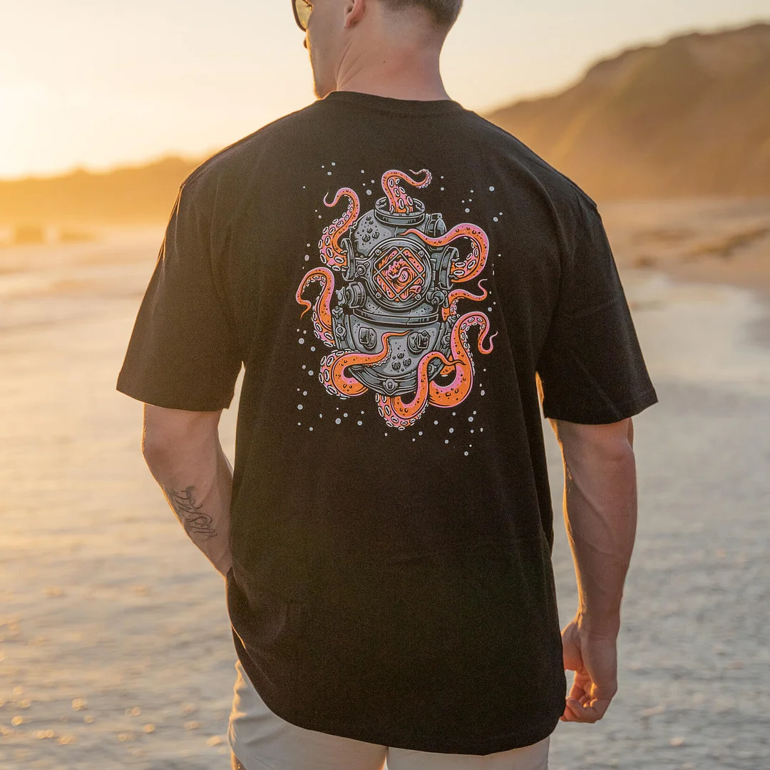 Diver Octopus Printed T-shirt