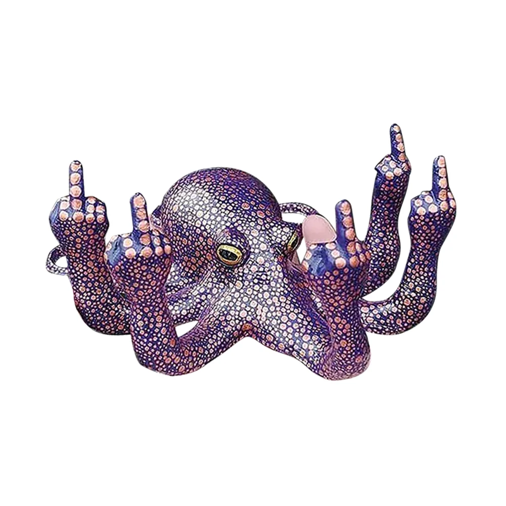Resin Luminous Octopus Sculpture Landscape Ocean Octopus Figurines (Purple)
