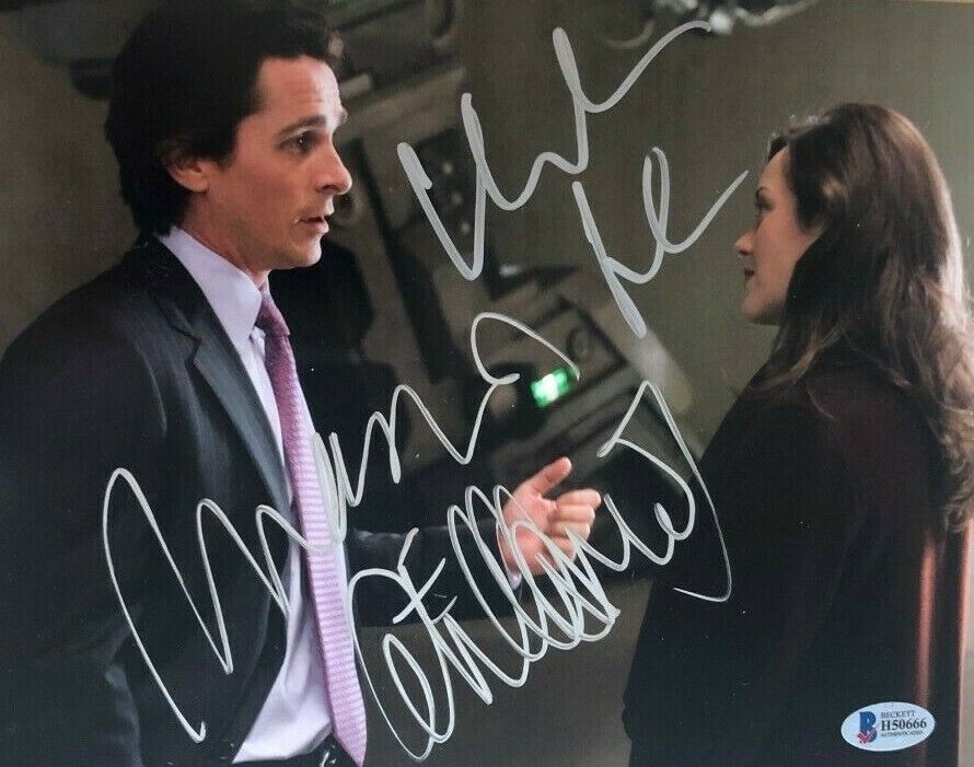 Christian Bale Marion Cotillard signed autographed 8x10 Photo Poster painting COA Batman