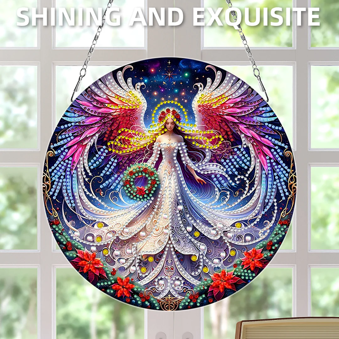 2D Flat DIY Xmas Angel Diamond Art Pendant Double-Sided Diamond Painting Set
