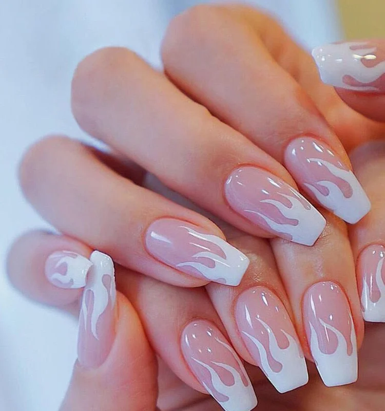 Fashion 24pc/set 10 Sizes Fake Nails Full Cover French False Nail Tips With Double-Sided Nail Adhesive Tab Press On Coffin Nail-Nail Inspo