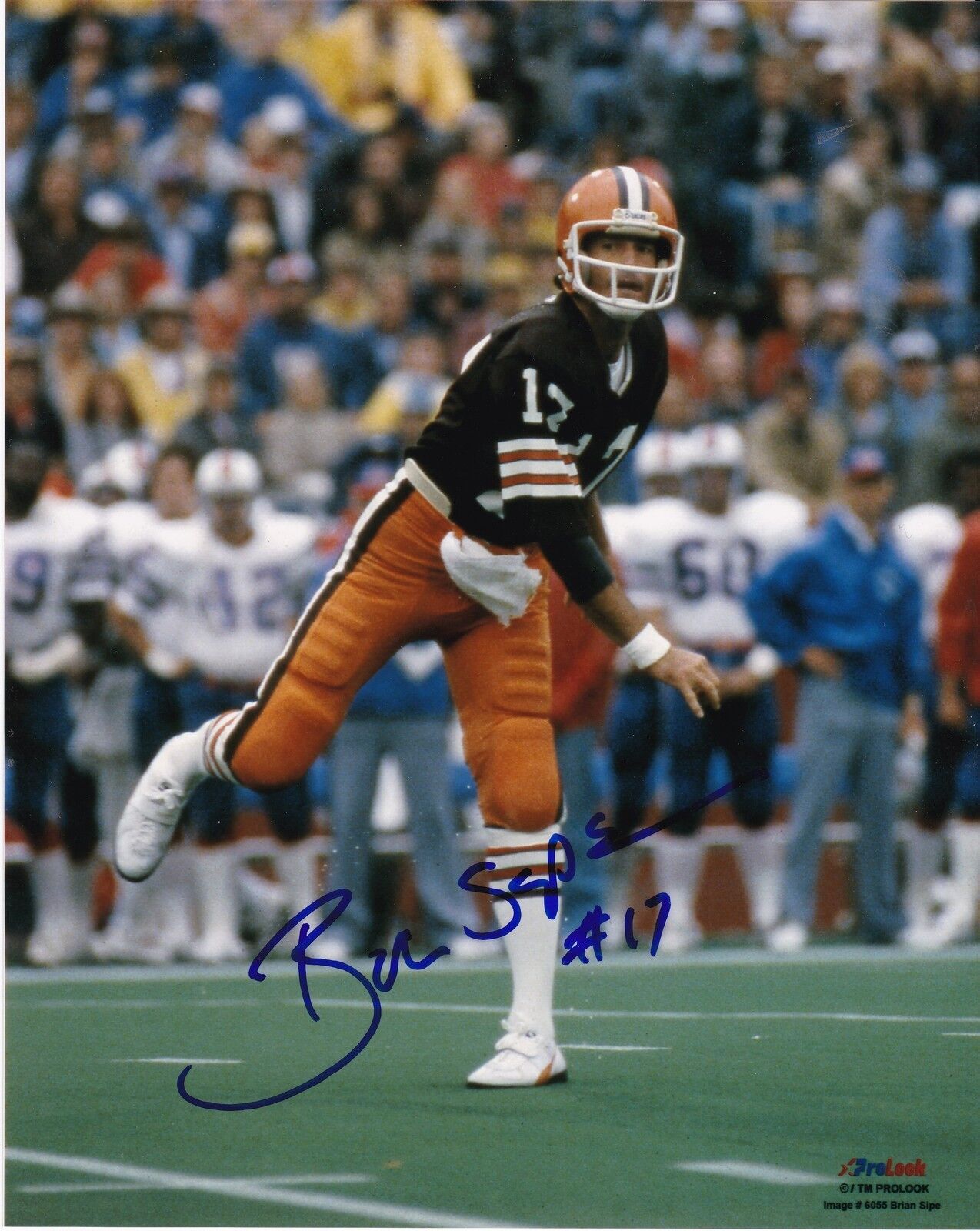 BRIAN SIPE CLEVELAND BROWNS ACTION SIGNED 8x10