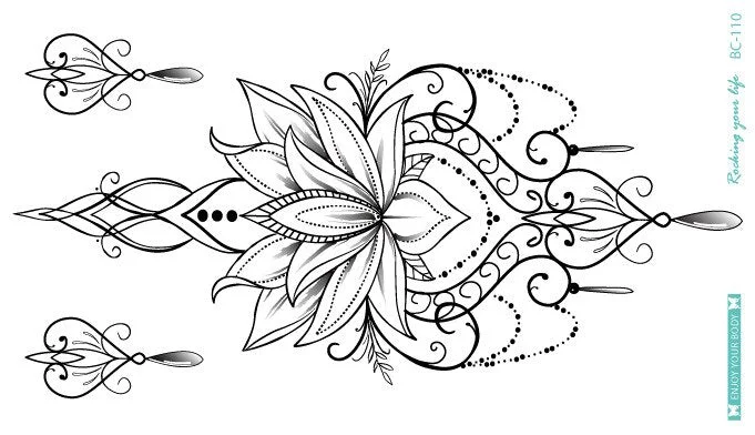 38 Kinds Adult Chest Back Tattoo Big Size Sexy Flowers Mandala Totem Waterproof Temporary Body Art Sticker tatouage temporaire