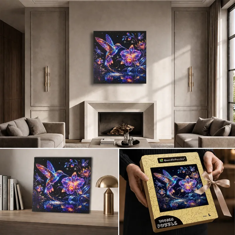 Celestial Hummingbird Crystal Wooden Puzzle