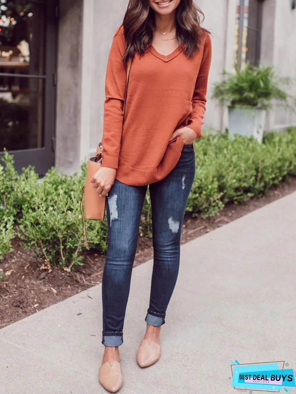 Casual Plus Size Tops Tunic Basic Sweater