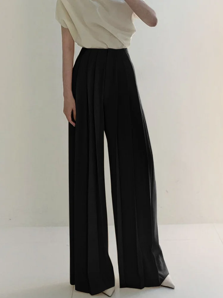 Pleated High Waist Wide Leg Pants QueenFunky