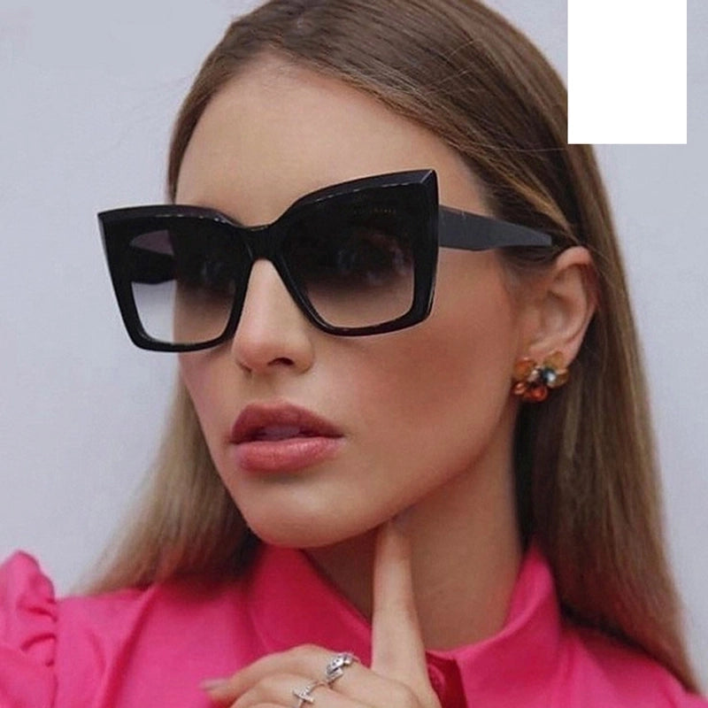 New Cat Eye Large Frame European And American Sunglasses Women’s Personalized Cross-border Sunglasses Trendy Catwalk Retro Ins Glasses