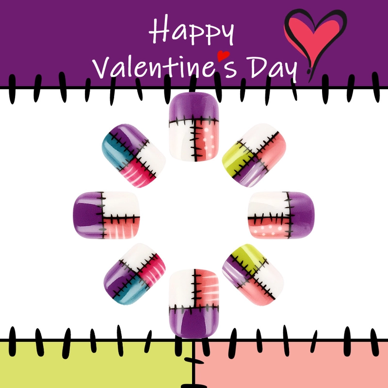 Splicing Heart Shape Plastic Press-on Nails