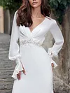 Split-Joint Lace Backless V-Neck Long Sleeves Mermaid Wedding Dress