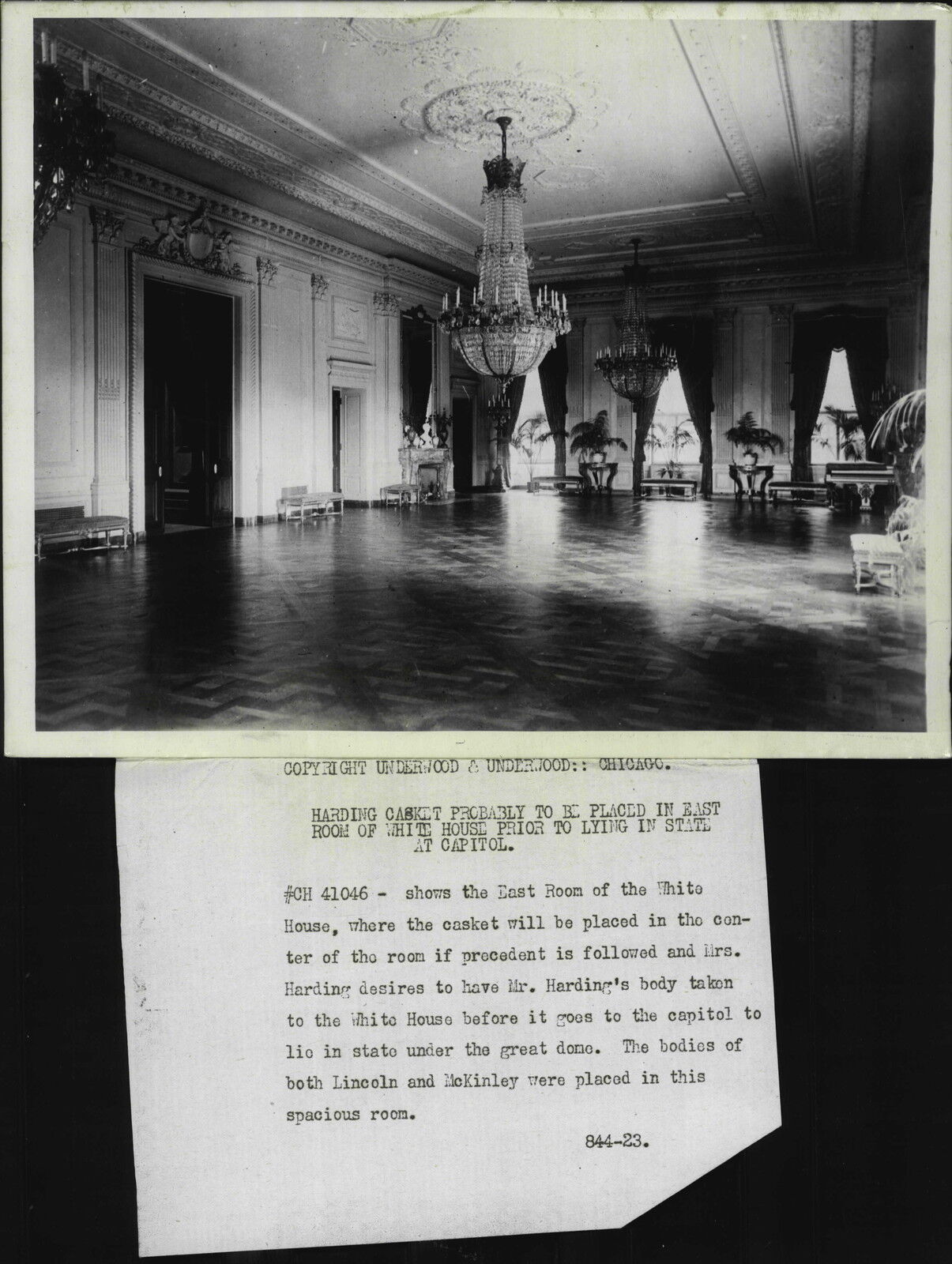 1923 President Harding Body will rest in the East Room White House Press Photo Poster painting